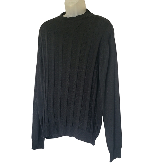 Le Monde Black Pullover Sweater Size XL Textured Cable Knit - Picture 1 of 11